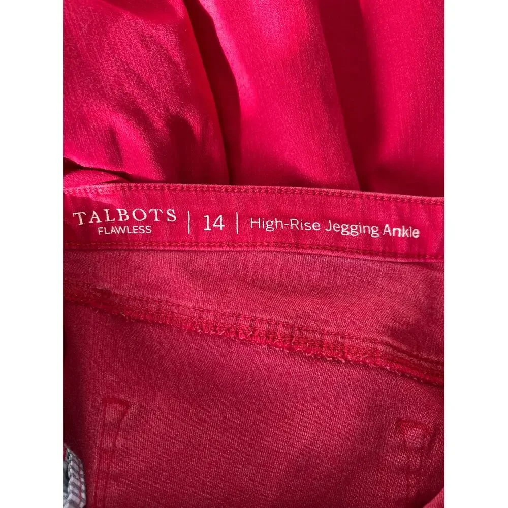 Talbots Size 16 Flawless Five Pocket High Rise Red Ankle Leggings XL